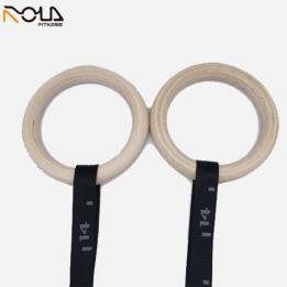 Jacquard Number Adjustable Strap Birch Wood Gym Rings 