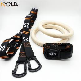 Two-layer Carabiner adjustable strap Birch Wood Gym Rings