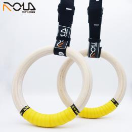 Length Adjustable Birch Wood Gym Rings 